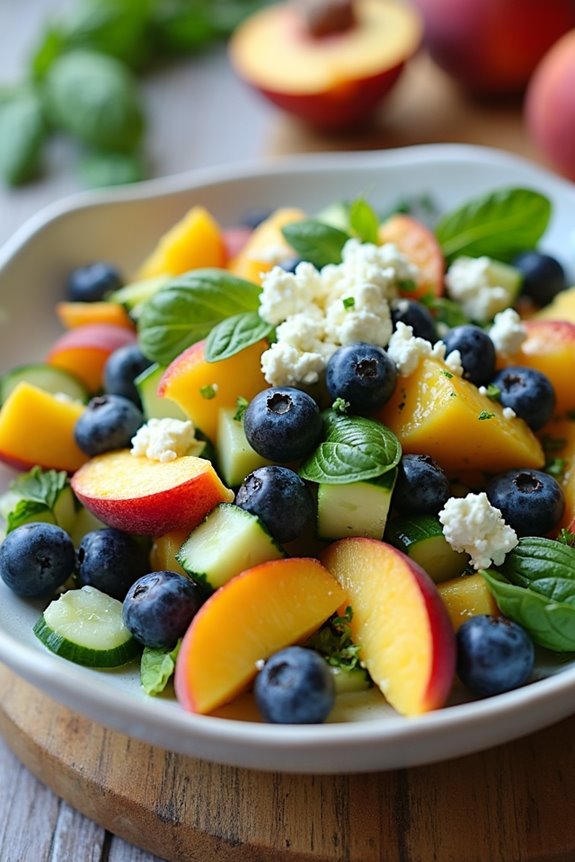 colorful blueberry peach salad
