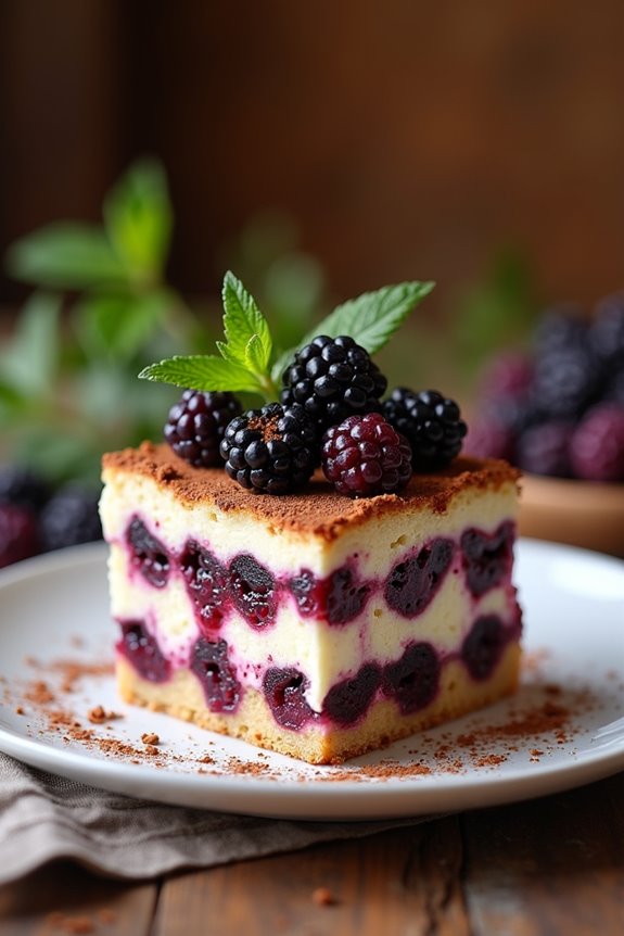 create blackberry tiramisu layers
