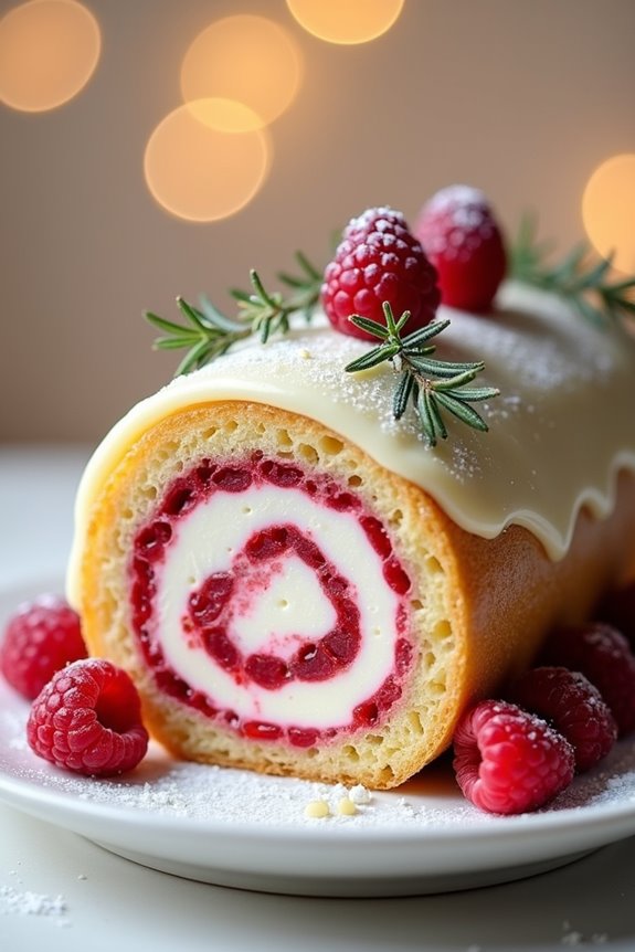 festive raspberry cake roll