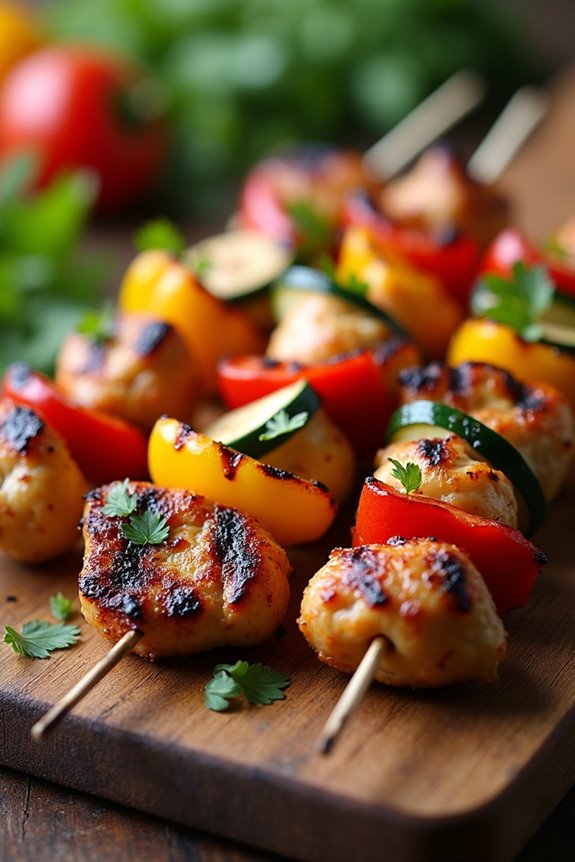 grilled chicken vegetable skewers