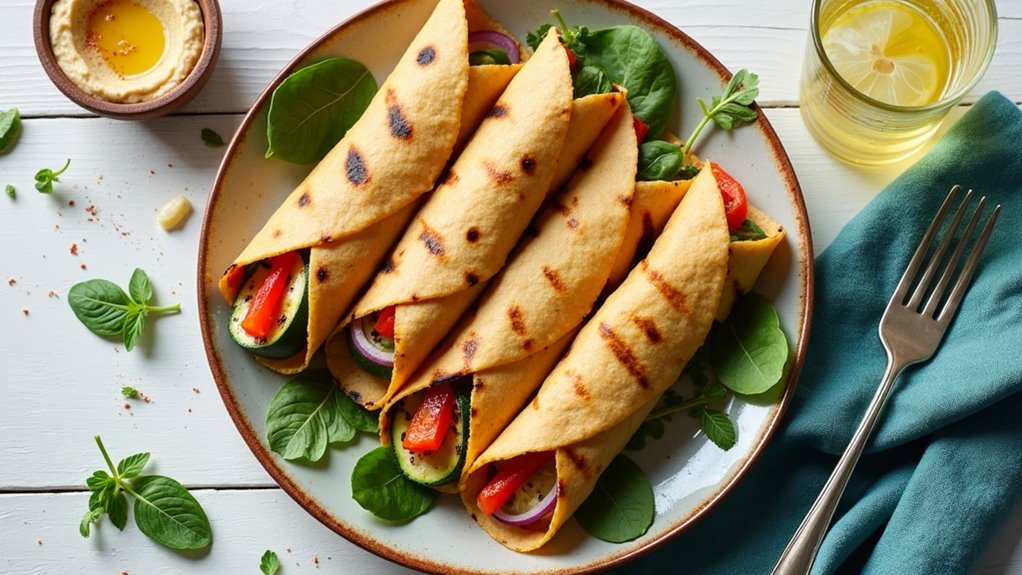 grilled vegetable hummus wraps