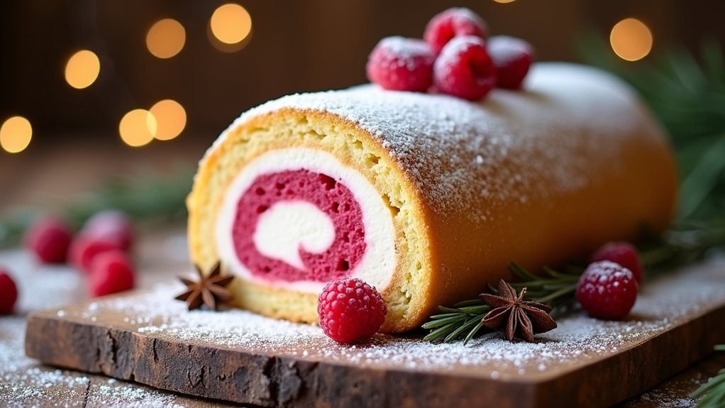 holiday raspberry cake roll