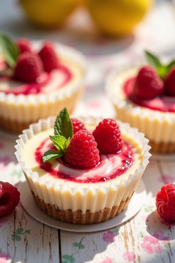 lemon raspberry swirl cheesecake cups