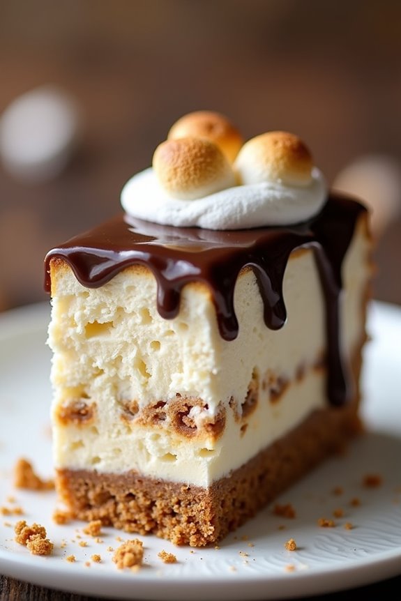 s mores cheesecake baking process