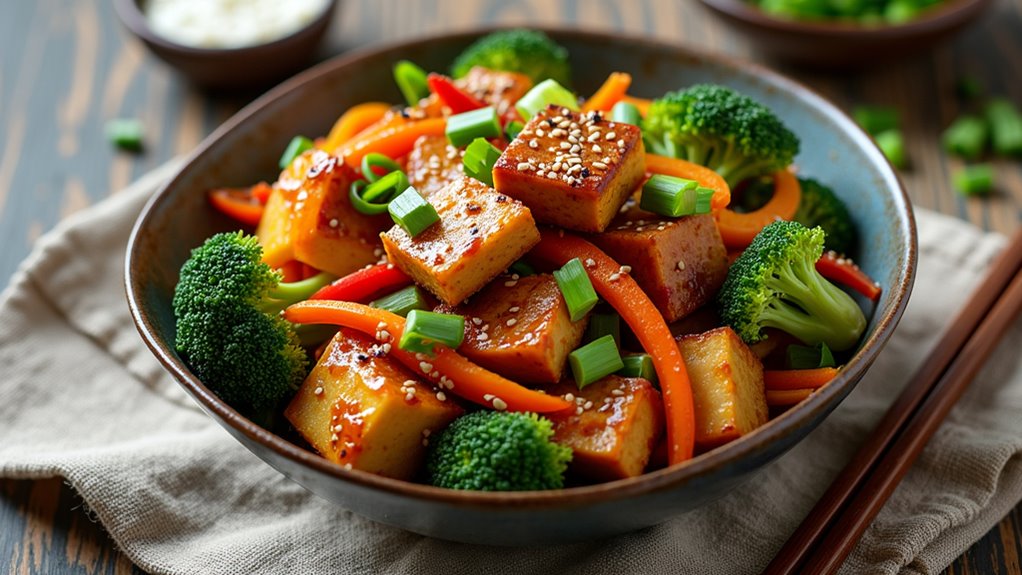 savory teriyaki tofu veggies