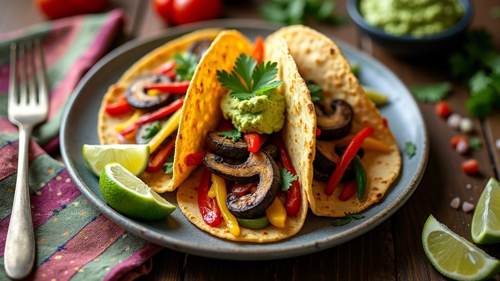 vegetable fajitas with guacamole