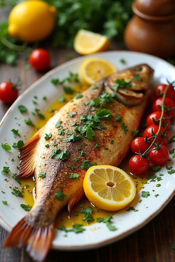 baked branzino with herbs