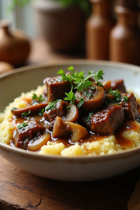 beef tips with mushroom gravy