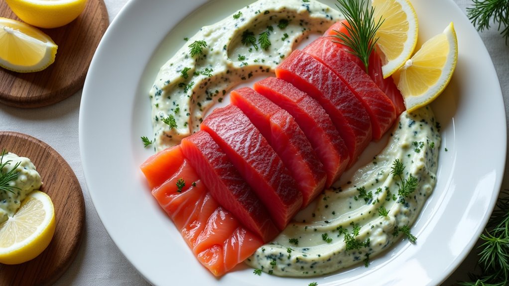 beet cured salmon with horseradish