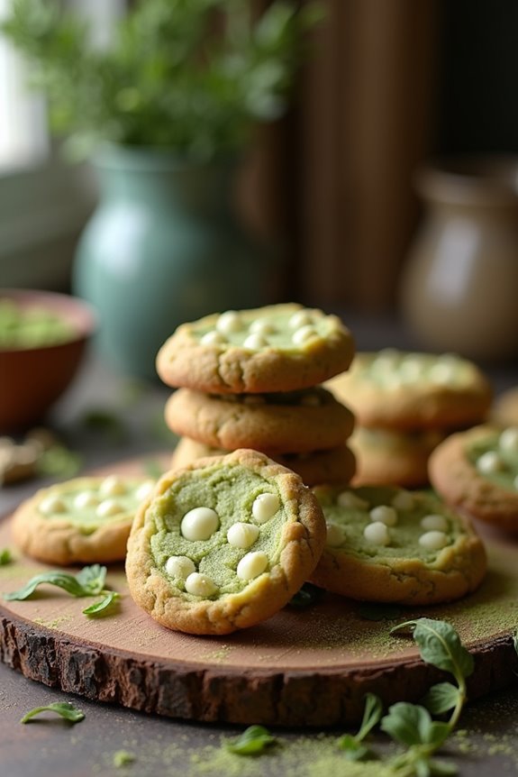brown butter matcha cookies