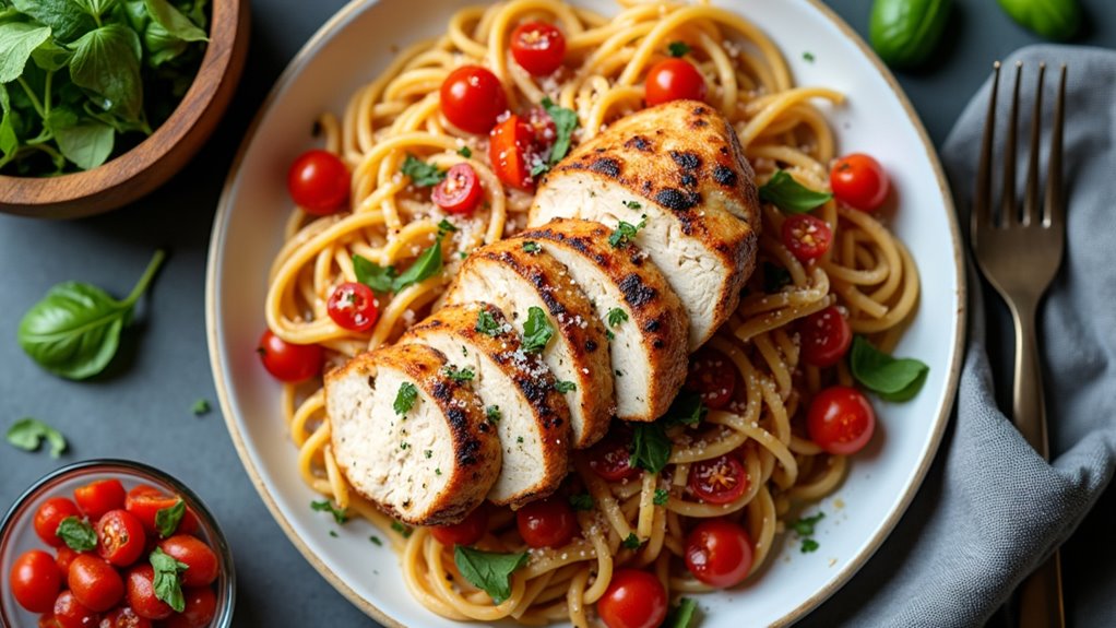 bruschetta chicken pasta delight