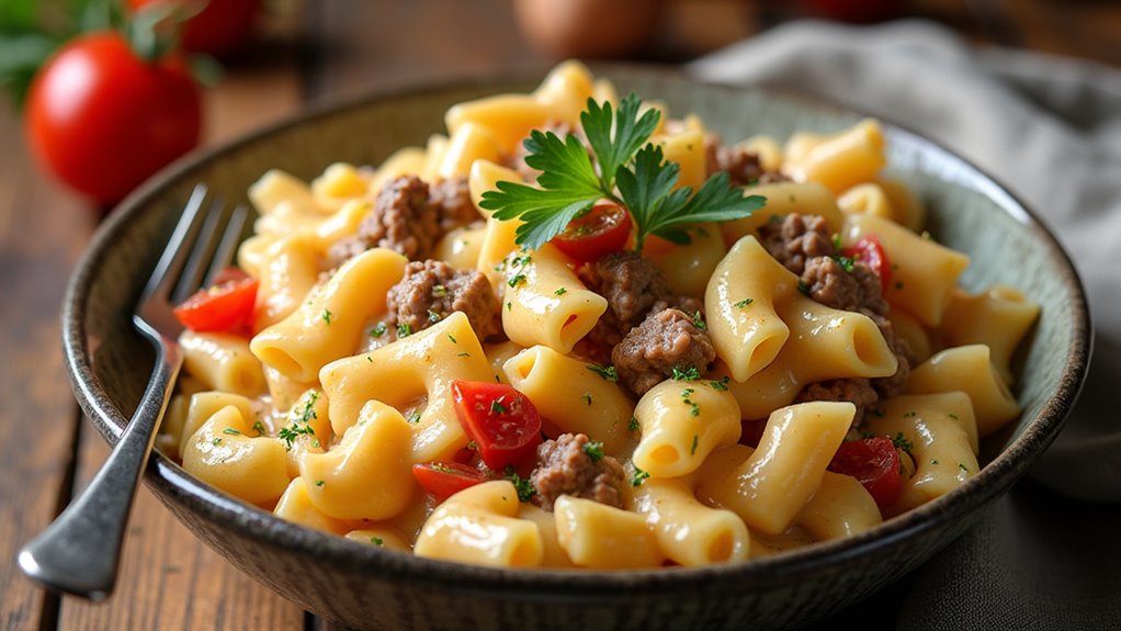 creamy beef bowtie pasta