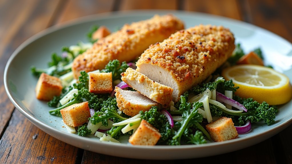 crispy chicken caesar slaw