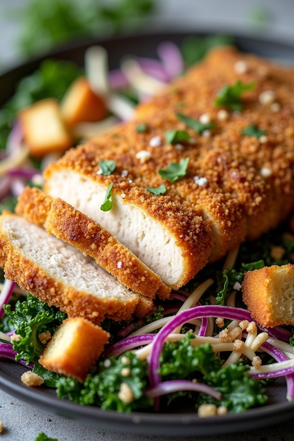 crispy chicken caesar slaw