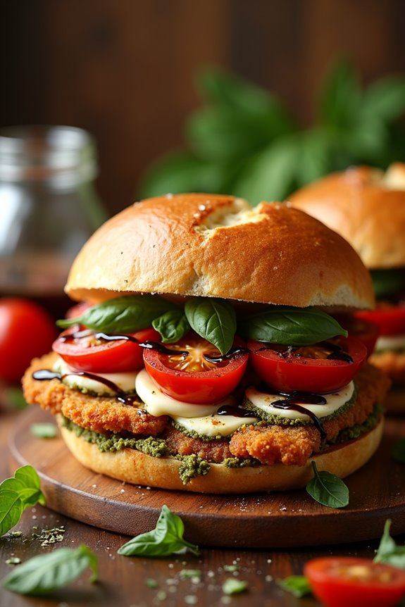 crispy chicken caprese sandwich