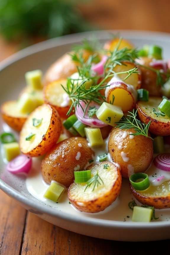 crispy smashed potato salad