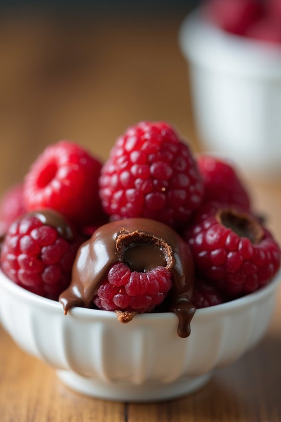 decadent chocolate filled raspberries