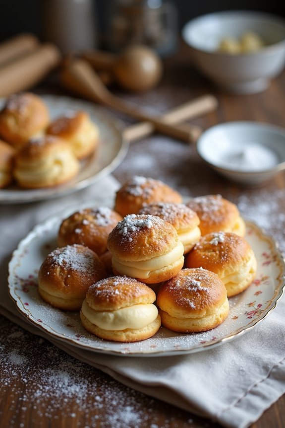 delicious cream puffs baking