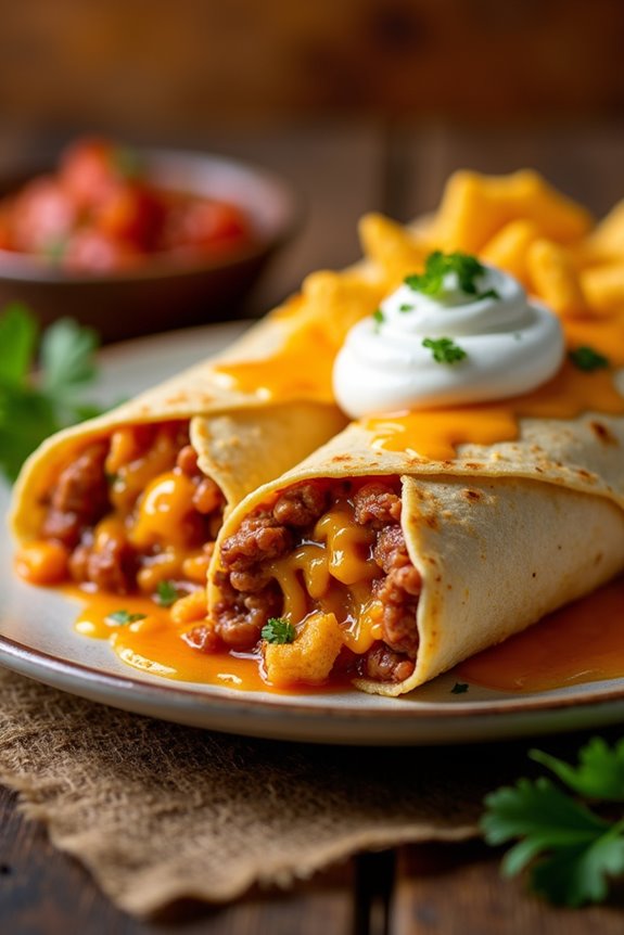 delicious homemade beefy melt burrito