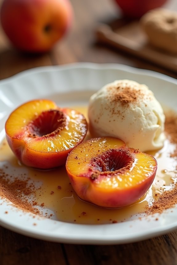 fried peaches with cinnamon sugar