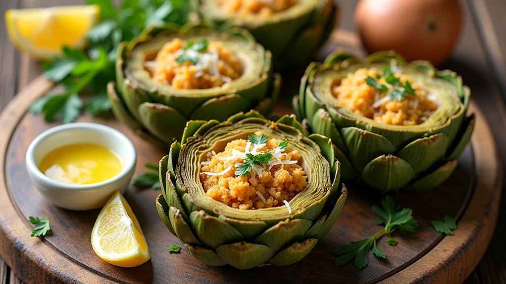 garlic parmesan stuffed artichokes