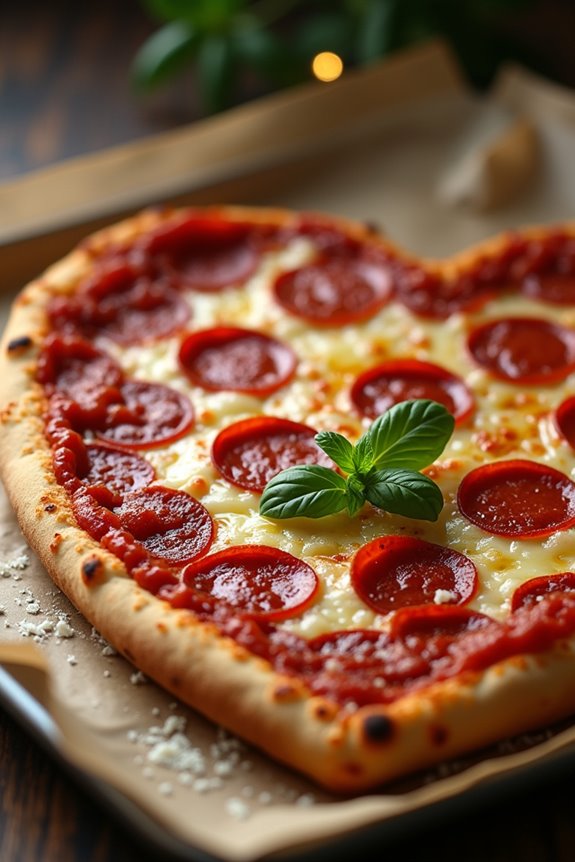 heart shaped pepperoni pizza
