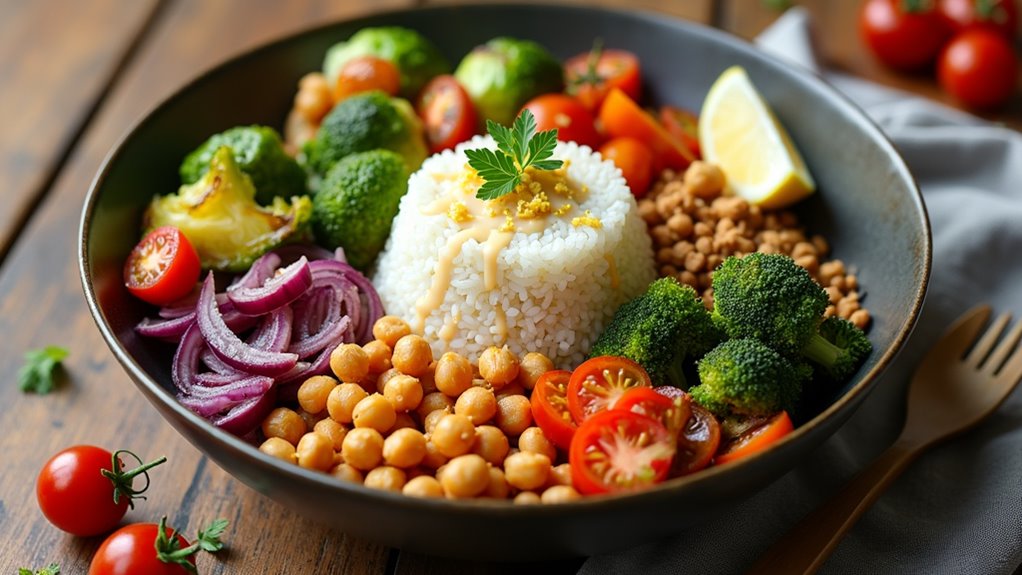 roasted vegetable chickpea bowl