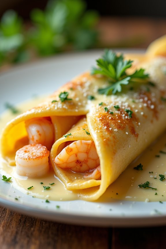 seafood crepes with b chamel