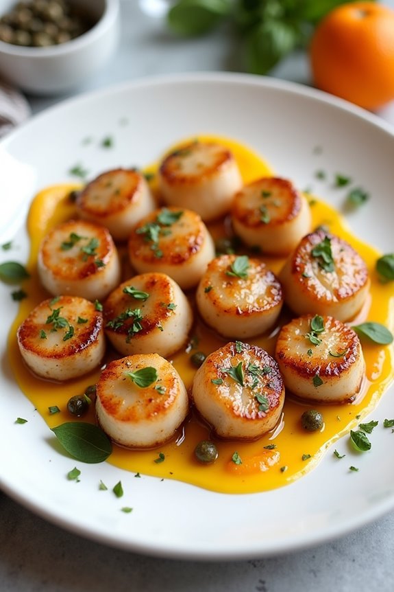seared scallops with dressing