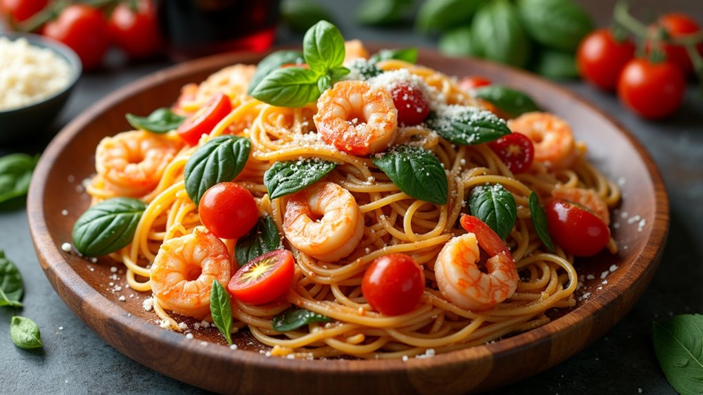 shrimp pasta with spinach