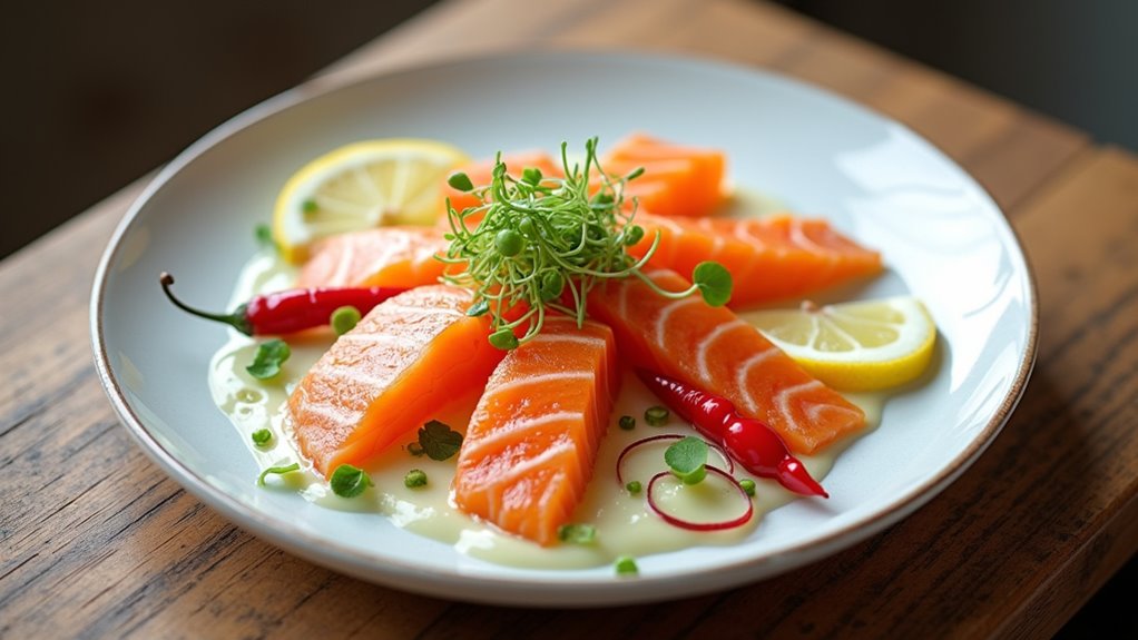 soy marinated raw salmon