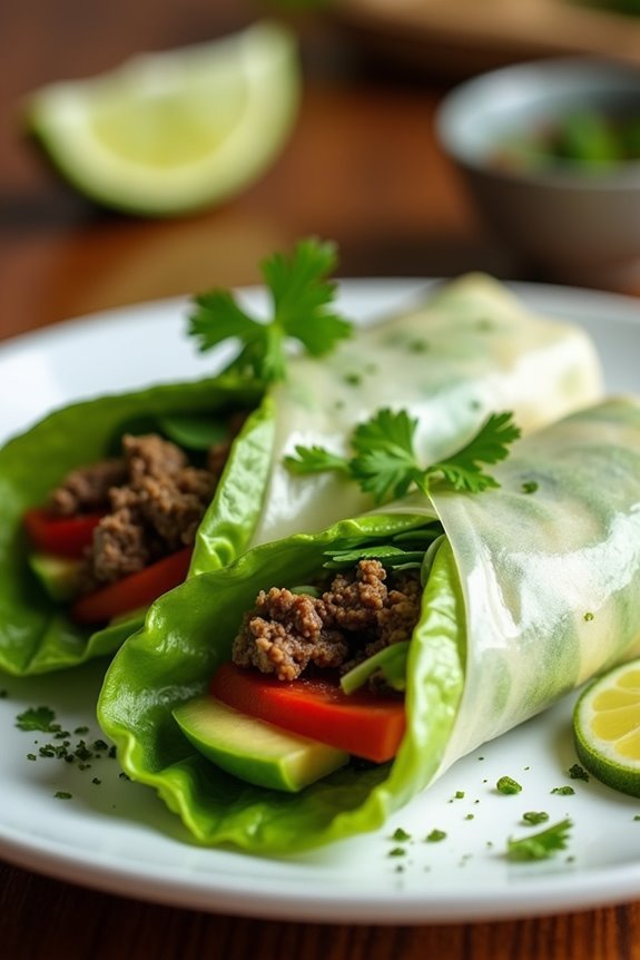 spicy thai basil beef rolls