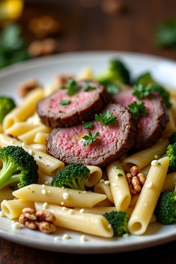 steak and blue cheese pasta