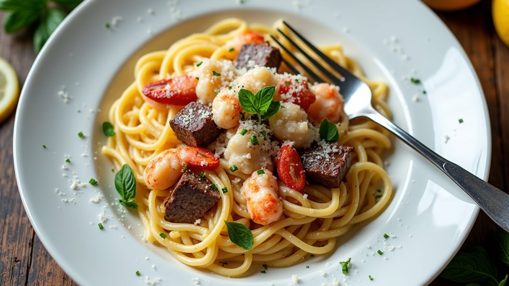steak and lobster pasta