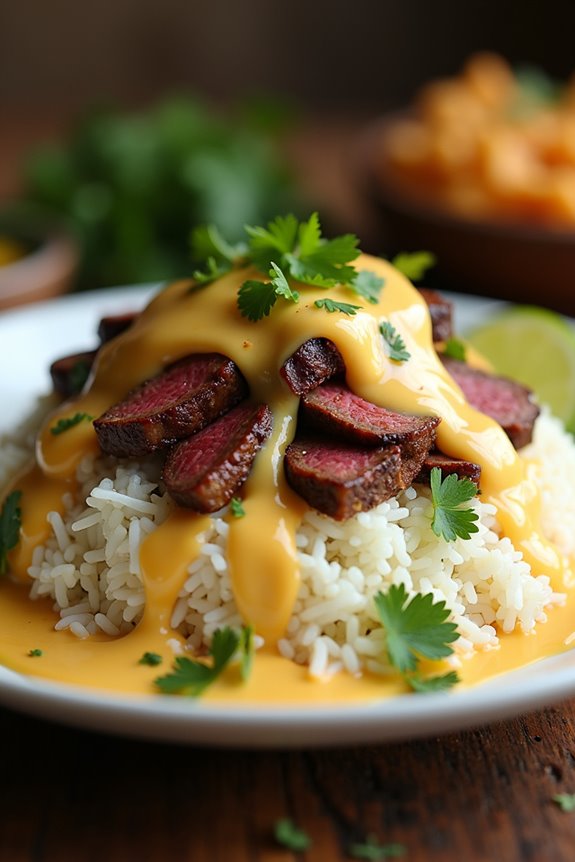 steak queso rice delight