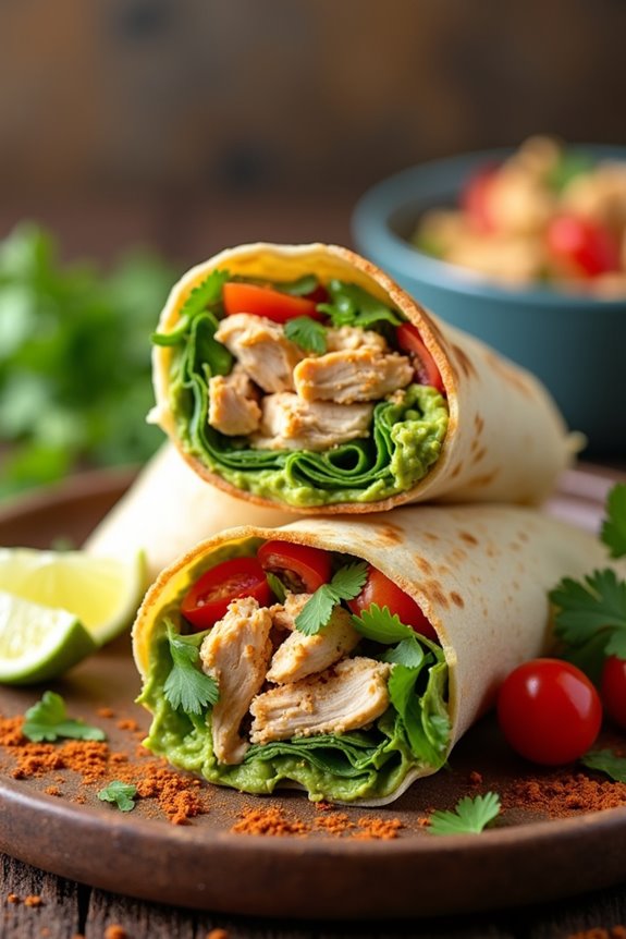 avocado chicken tortilla wraps