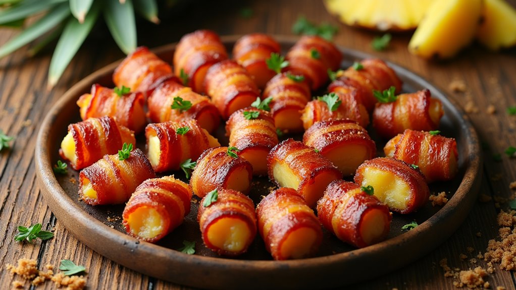 bacon wrapped pineapple bites