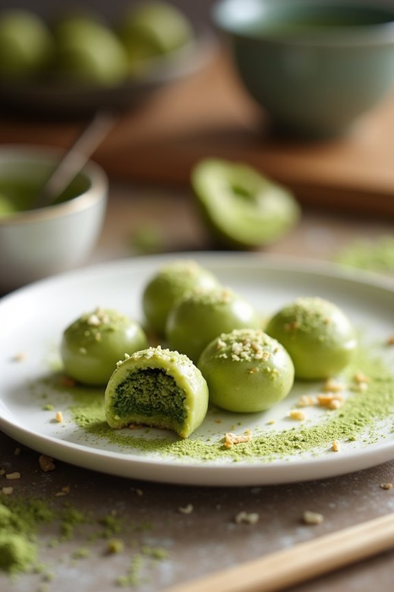 chewy matcha mochi bites