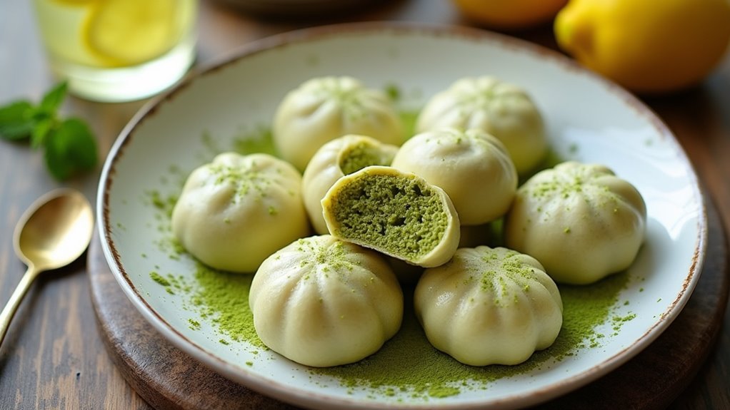 chewy matcha mochi bites