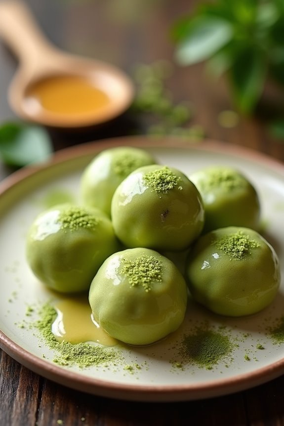 chewy matcha mochi bites