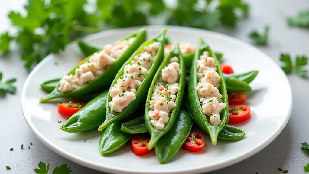 crab stuffed snow peas recipe