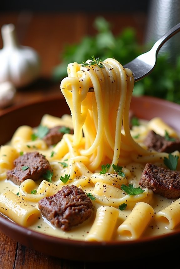 creamy garlic butter rigatoni