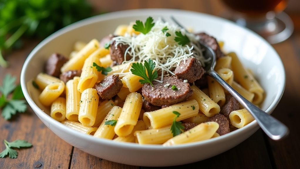 creamy garlic butter rigatoni