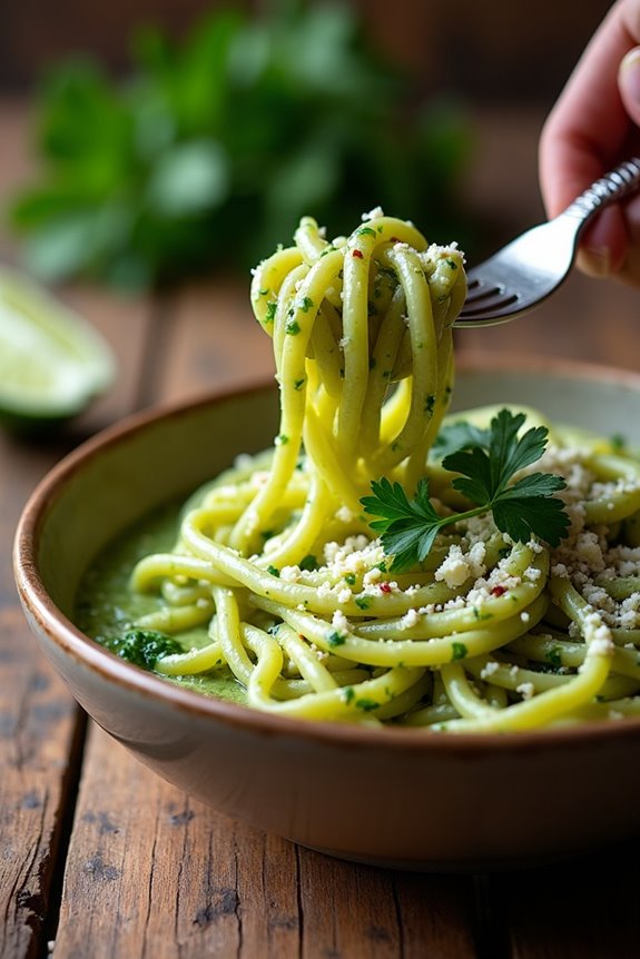 creamy green pasta delight