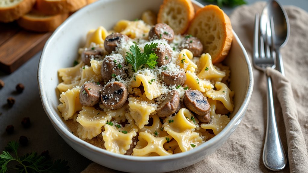 creamy sausage mushroom pasta