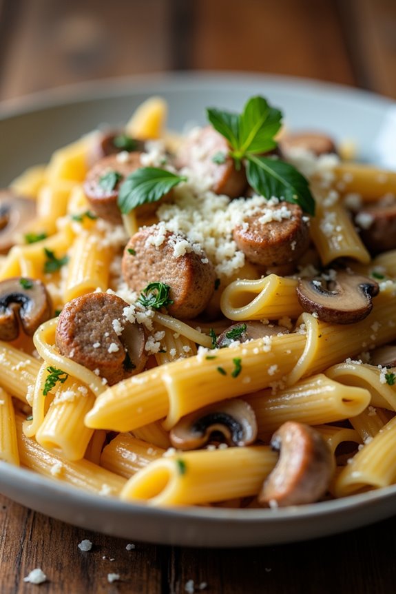 creamy sausage mushroom pasta