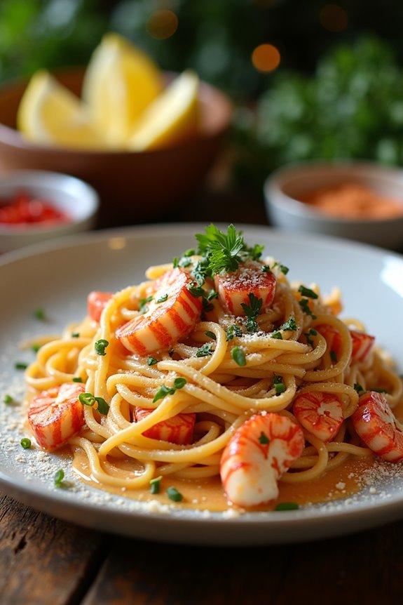 creamy spicy lobster pasta