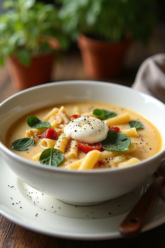 creamy white lasagna soup