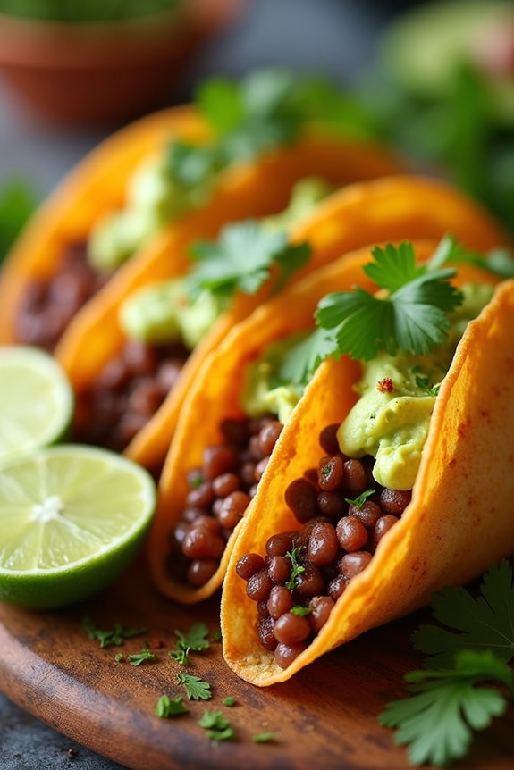 crispy potato bean tacos