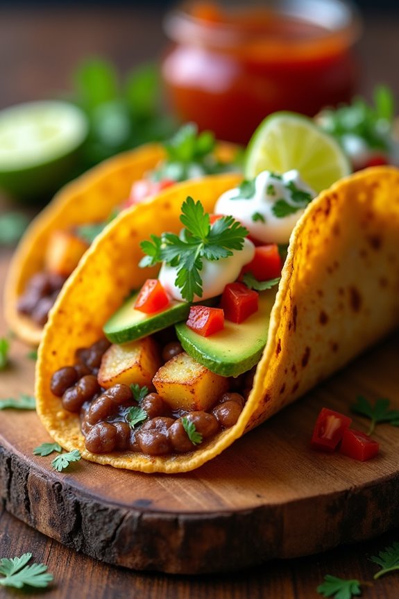 crispy potato bean tacos
